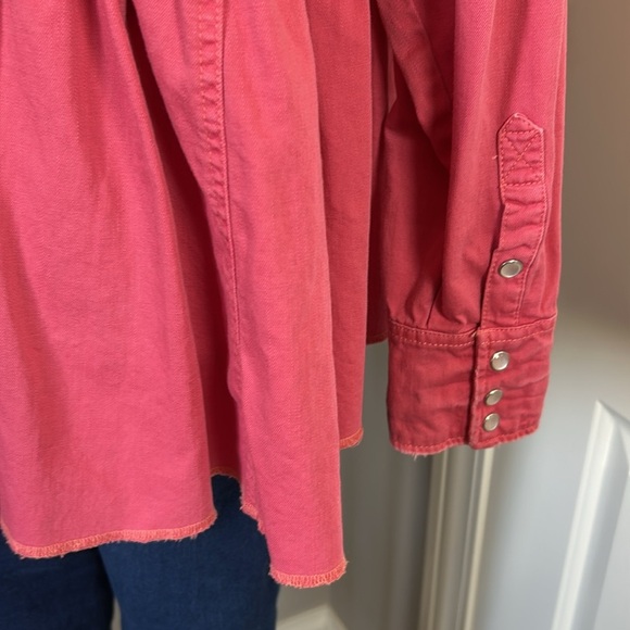 Free People DYLAN Babydoll PINK LOVE Snap button Top Oversized Sz S - Picture 11 of 16
